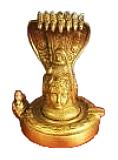 Brass Made Idol of Shiva face on Shivling w/ Nandi 6"